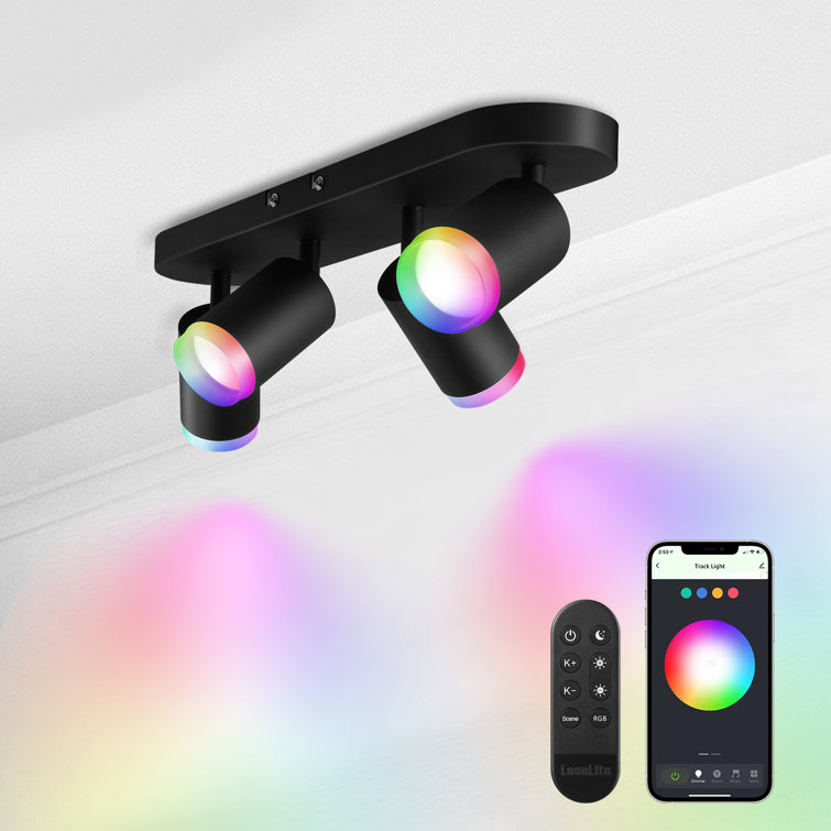 LEONLITE 4Light Rotatable Smart LED Track Light Kit, Dimmable Track